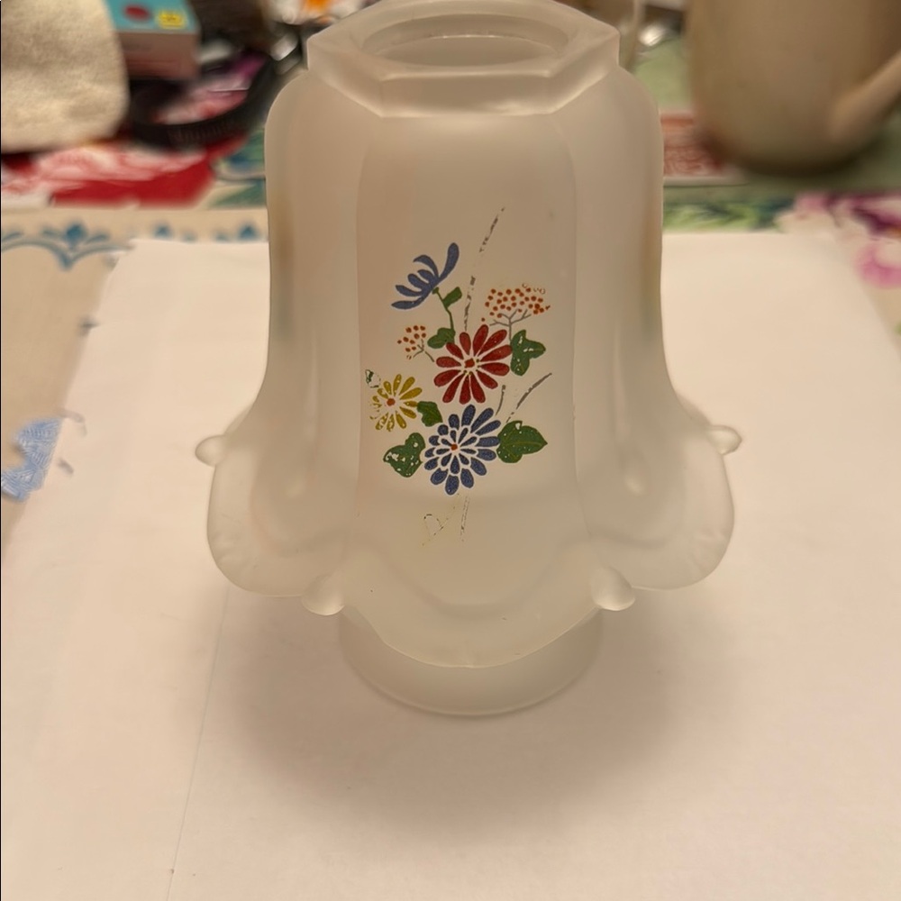 Frosted Glass Lamp Shade with Floral Design